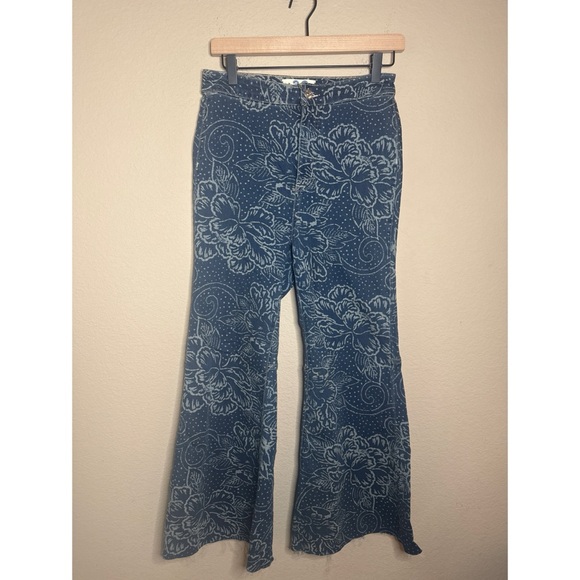 We The Free Free‎ People Youthquake Floral Printed Cropped Flare Jeans Size 29 - Picture 2 of 8